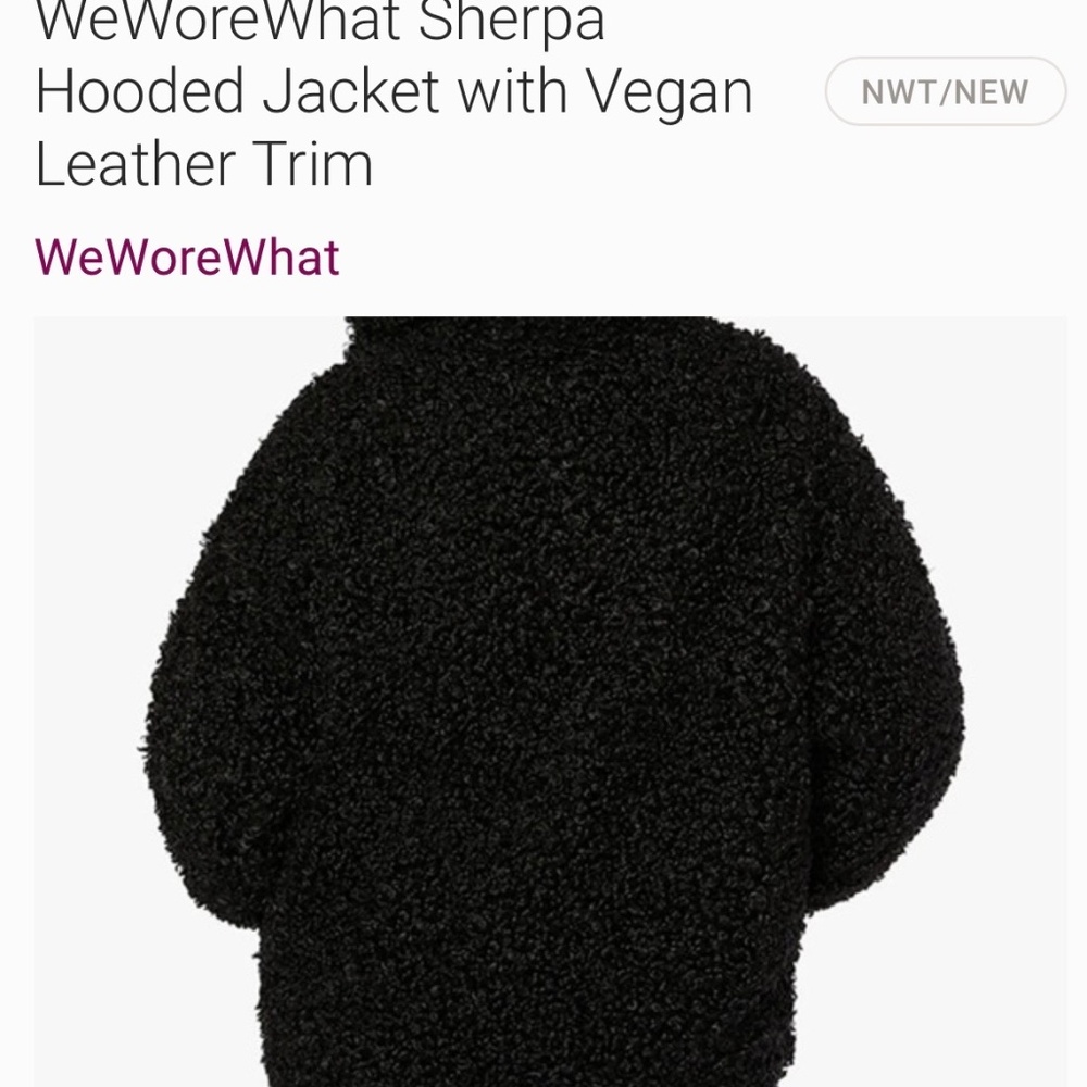WeWoreWhat Sherpa Hooded Jacket with Vegan Leather Trim Size XL